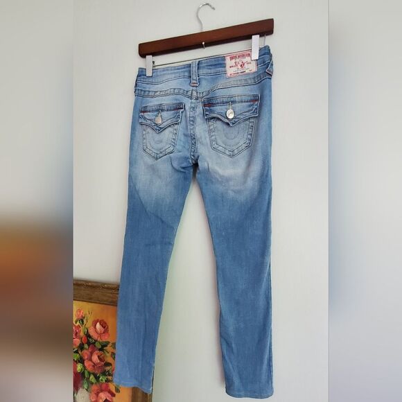 True Religion Classic Blue Denim Slim Straight Jeans Size 26 - Picture 9 of 13